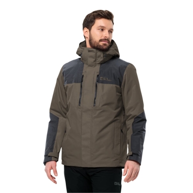 Jack Wolfskin Winter Jacket Jasper 3in1 2023 (waterproof, windproof, breathable, warm) dark brown Men