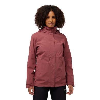 Jack Wolfskin Redwand 3-in-1 Winter Jacket (Fleece Lining, Waterproof) Red Ladies