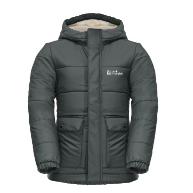 Jack Wolfskin Winter Jacket Snow Fox (fleece lining, windproof, water-repellent) dark green Kids