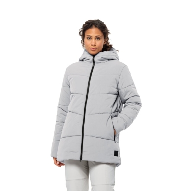 Jack Wolfskin Winter Coat Karolinger Long (warm, windproof, very water-repellent) light grey Women