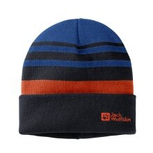 Jack Wolfskin Winter Hat (Beanie) Stripy Knit - dark blue Kids