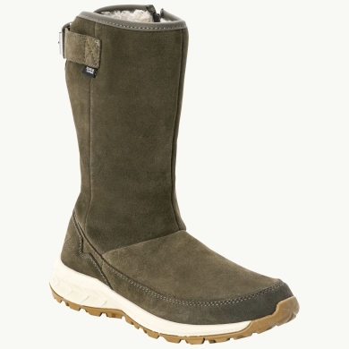 Jack Wolfskin Winter Boots Queenstown Texapore - Leather boots, side zipper - olive green Women