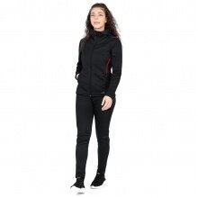 JAKO Leisure Suit Challenge with Hood (Jacket and Trousers, sporty cut) black/red Women