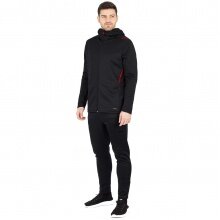 JAKO Leisure Suit Challenge with Hood (Jacket and Trousers, sporty cut) black/red Men