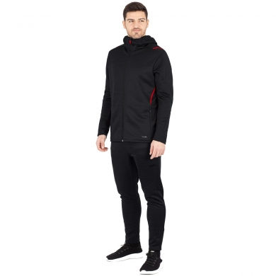 JAKO Leisure Suit Challenge with Hood (Jacket and Trousers, sporty cut) black/red Men