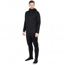 JAKO Leisure Suit Challenge with Hood (Jacket and Trousers, sporty cut) black/green Men