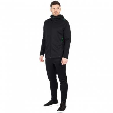 JAKO Leisure Suit Challenge with Hood (Jacket and Trousers, sporty cut) black/green Men