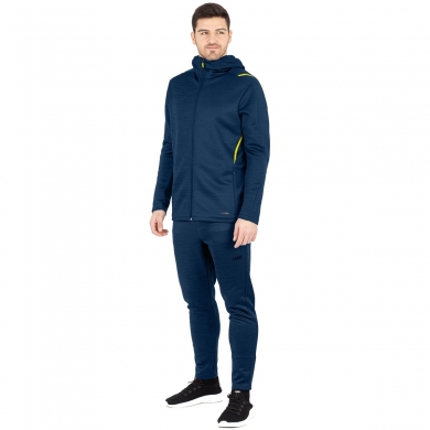 JAKO Leisure Suit Challenge with Hood (Jacket and Trousers, sporty cut) dark blue/yellow Men