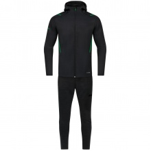 JAKO Leisure Suit Challenge with Hood (Jacket and Trousers, sporty cut) black/green Boys