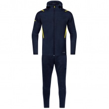 JAKO leisure suit Challenge with hood (jacket and trousers, sporty cut) dark blue/yellow boys