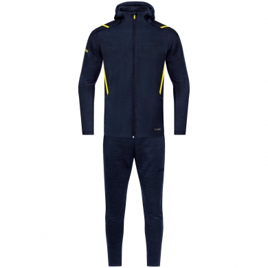 JAKO leisure suit Challenge with hood (jacket and trousers, sporty cut) dark blue/yellow boys