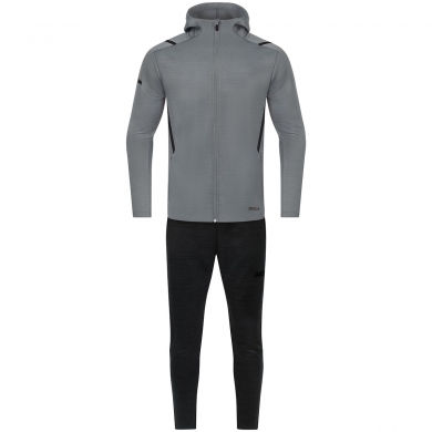 JAKO Leisure Suit Challenge with Hood (Jacket and Trousers, sporty cut) grey/black Boys