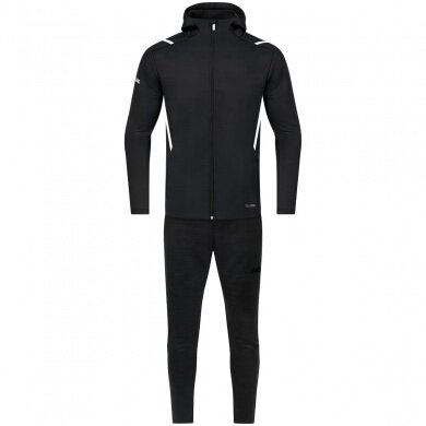 JAKO leisure suit Challenge with hood (jacket and trousers, sporty cut) black/white boys