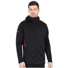 JAKO Leisure Jacket Challenge with Hood (100% Polyester) Black/Orange Men