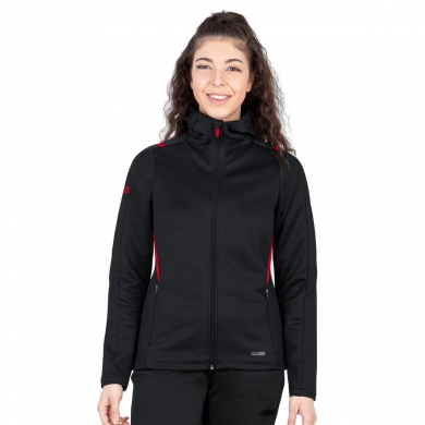 JAKO Leisure Jacket Challenge with Hood (100% Polyester) Black/Red Women