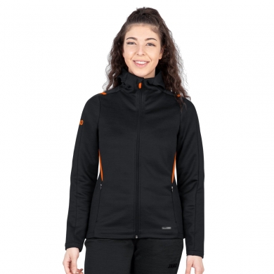 JAKO Leisure Jacket Challenge with Hood (100% Polyester) black/orange Women