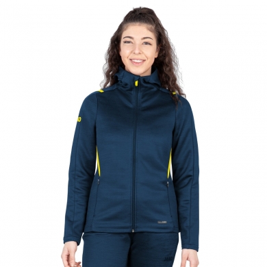 JAKO Leisure Jacket Challenge with Hood (100% Polyester) Dark Blue/Yellow Women