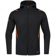 JAKO Leisure Jacket Challenge with Hood (100% Polyester) black/orange Boys