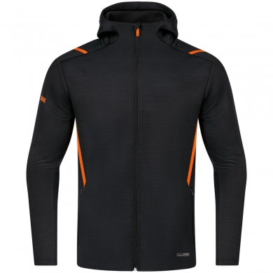 JAKO Leisure Jacket Challenge with Hood (100% Polyester) black/orange Boys