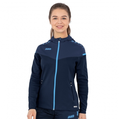 JAKO Hooded Jacket Champ 2.0 (100% Polyester) navy blue/light blue Women