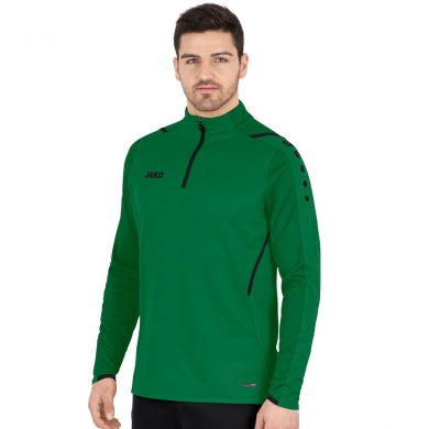 JAKO Long-sleeved Shirt Ziptop Challenge - Fleece Lining, Zip Fastening - Green Men