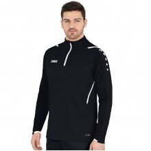 JAKO Long Sleeve Zip Top Challenge - Fleece Lining, Zip Fastening - Black/White Men