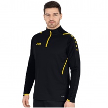 JAKO Long Sleeve Shirt Ziptop Challenge - Fleece Lining, Zip Fastener - Black/Yellow Men