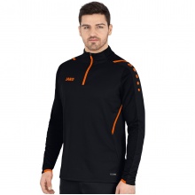 JAKO Long Sleeve Shirt Ziptop Challenge - Fleece Lining, Zip Fastening - Black/Orange Men