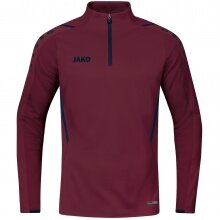 JAKO Long Sleeve Zip Top Challenge - Fleece Lining, Zip Fastening - Burgundy Boys