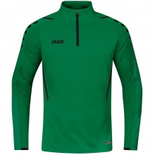 JAKO Long Sleeve Shirt Ziptop Challenge - Fleece Inside, Zip Fastener - Green Boys