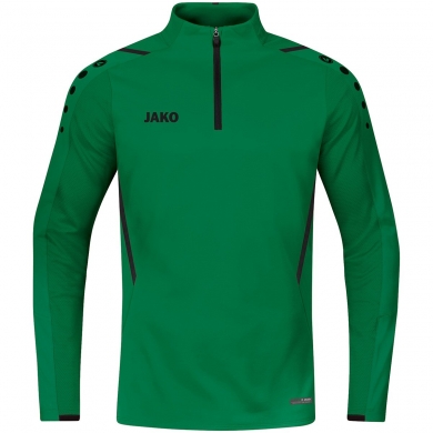 JAKO Long Sleeve Shirt Ziptop Challenge - Fleece Inside, Zip Fastener - Green Boys