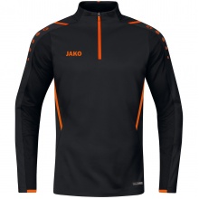 JAKO Long-sleeved Shirt Ziptop Challenge - Fleece lining, Zip zipper - black/orange Boys