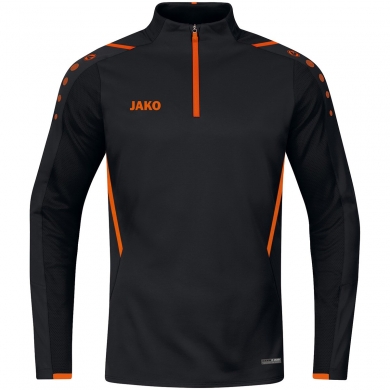 JAKO Long-sleeved Shirt Ziptop Challenge - Fleece lining, Zip zipper - black/orange Boys