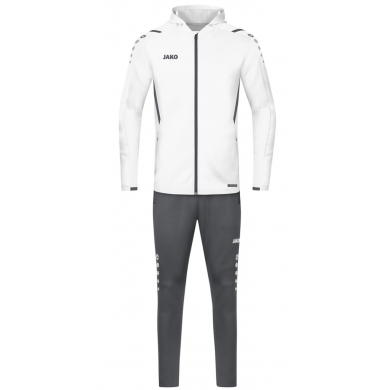 JAKO Tracksuit Challenge with Hood (Jacket and Trousers) White/Anthracite Grey Boys