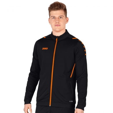 JAKO Polyester Jacket Challenge - Side Pockets, Modern Look - Black/Orange Men