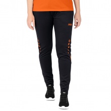 JAKO Training Pants Pant Challenge (Double-Stretch-Knit, breathable, high wearing comfort) long black/orange Women