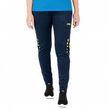 JAKO Training Pants Challenge (Double-Stretch-Knit, breathable, high wearing comfort) long dark blue/yellow Women