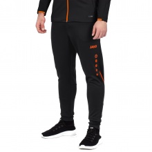 JAKO Training Pants Pant Challenge (Double-Stretch-Knit, breathable, high wearing comfort) long black/orange Men