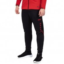 JAKO Training Pants Challenge (Double-Stretch-Knit, breathable, high wearing comfort) long black/red Men