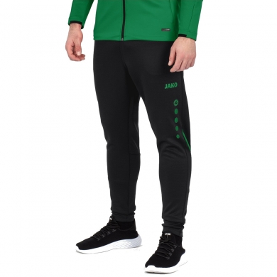 JAKO Training Pants Pant Challenge (Double-Stretch-Knit, breathable, high wearing comfort) long black/green Men