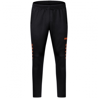 JAKO Training Pants Pant Challenge (Double-Stretch-Knit, breathable, high wearing comfort) long black/orange Kids