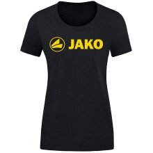 JAKO Leisure Shirt Promo (Organic Cotton) Black Melange/Yellow Women