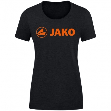 JAKO Leisure Shirt Promo (Organic Cotton) Black Melange/Orange Women