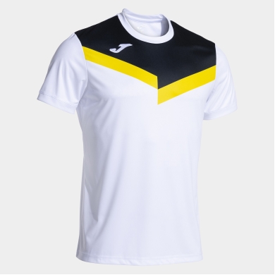 Joma Sport T-shirt Short Sleeve Court (100% Polyester) white/black/yellow Men