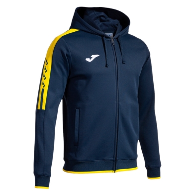 Joma Hooded Jacket Olimpiada Full-Zip (Fleece Lining) navy blue/yellow Men's