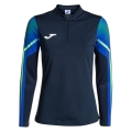 Joma Elite XI Running Long Sleeve Shirt (Sweatshirt, Half-Zip) navy blue/fluorescent green ladies