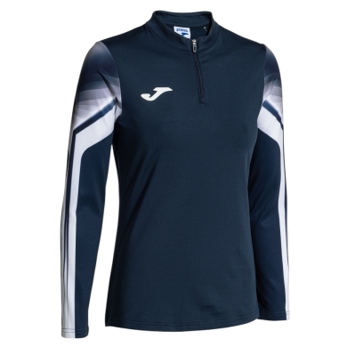 Joma Elite XI Long Sleeve Running Shirt (Sweatshirt, Half-Zip) navy blue/white Ladies