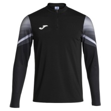 Joma Elite XI Long Sleeve Running Shirt (Sweatshirt, Half-Zip) black/anthracite grey men's