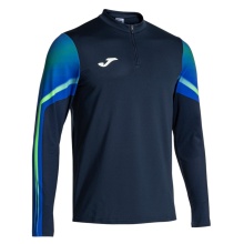 Joma Elite XI Long Sleeve Running Shirt (Sweatshirt, Half-Zip) navy blue/fluorescent green men's