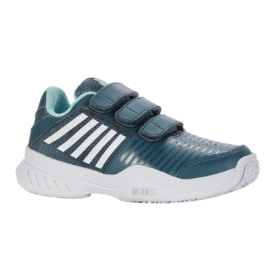 KSwiss Tennis Shoes Court Express Omni VELCRO Allcourt teal blue/white Toddlers